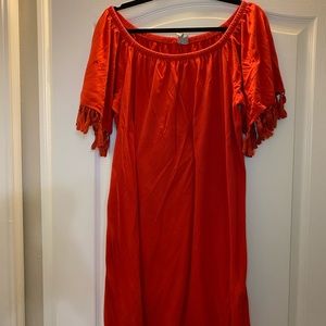 Red dress with Tassel sleeves